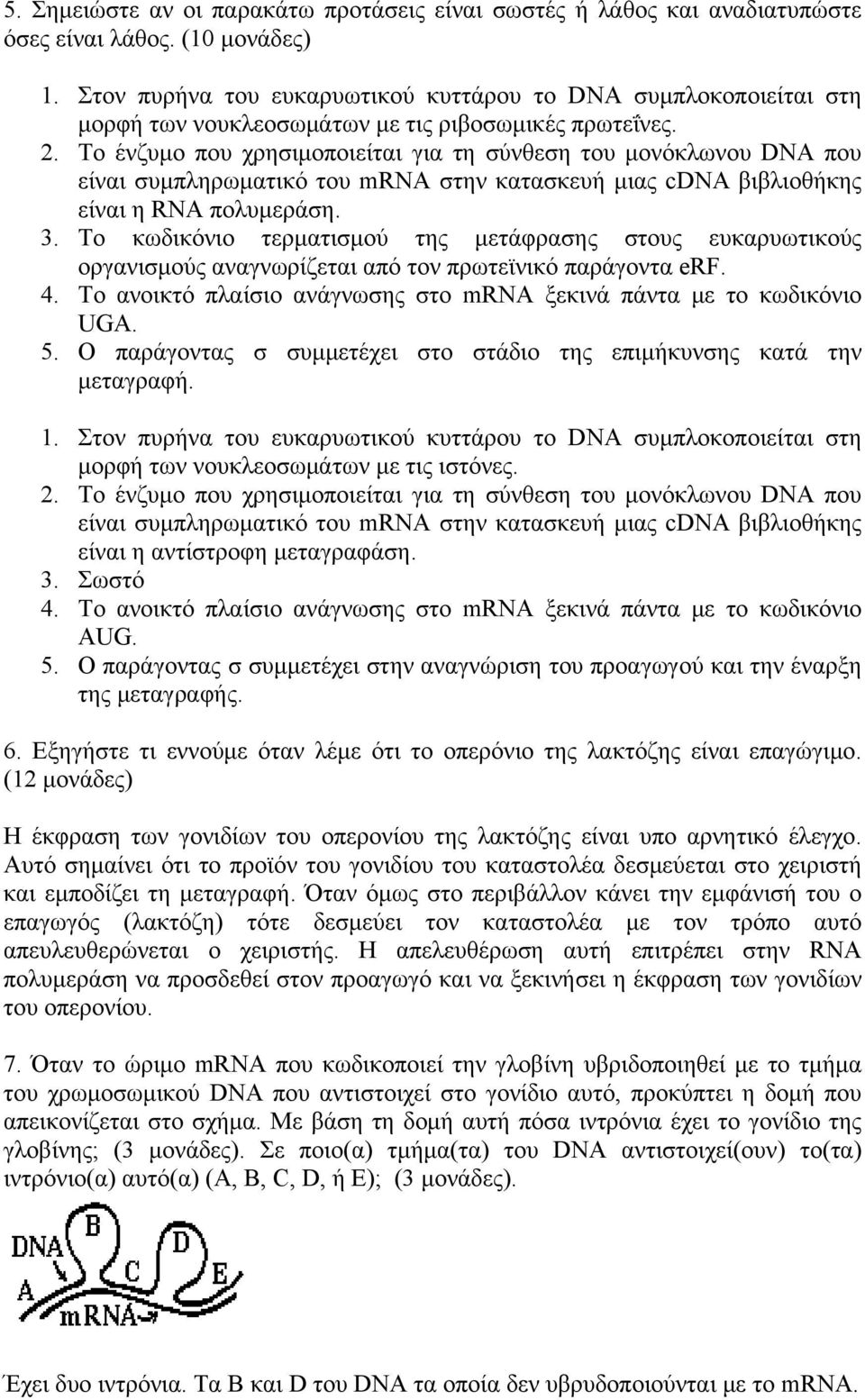 Το ένζυμο που χρησιμοποιείται για τη σύνθεση του μονόκλωνου DNA που είναι συμπληρωματικό του mrna στην κατασκευή μιας cdna βιβλιοθήκης είναι η RNA πολυμεράση. 3.