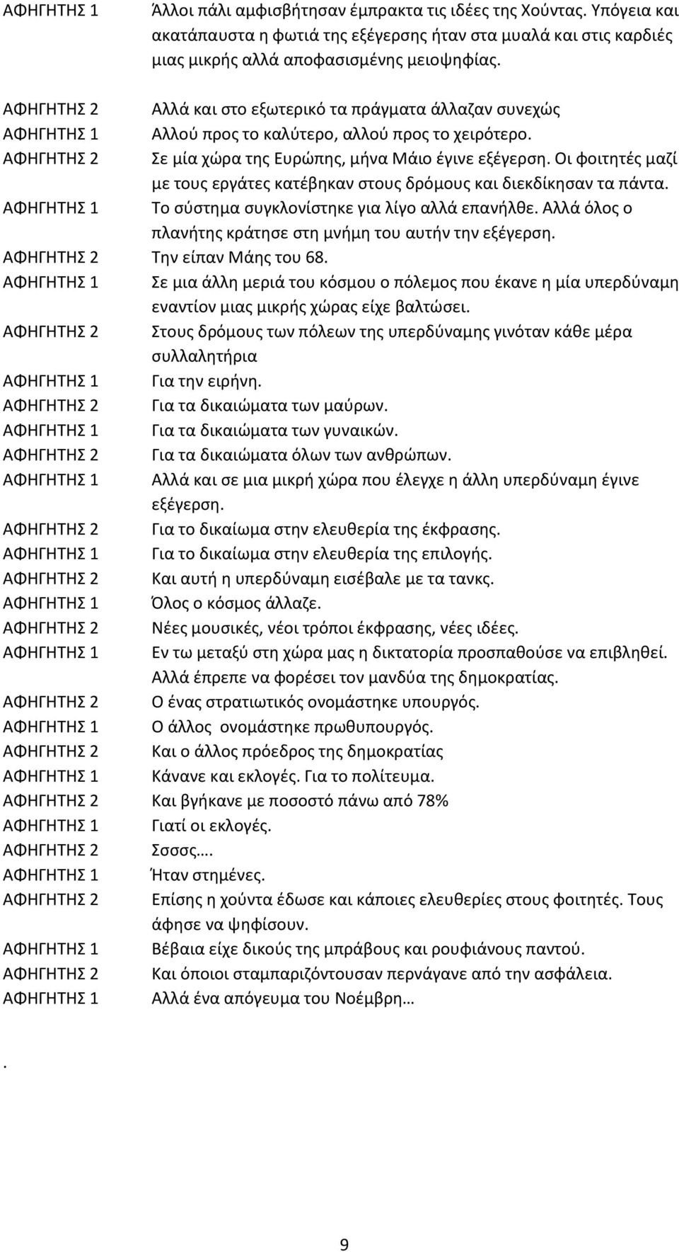 Οι φοιτητές μαζί με τους εργάτες κατέβηκαν στους δρόμους και διεκδίκησαν τα πάντα. Το σύστημα συγκλονίστηκε για λίγο αλλά επανήλθε. Αλλά όλος ο πλανήτης κράτησε στη μνήμη του αυτήν την εξέγερση.