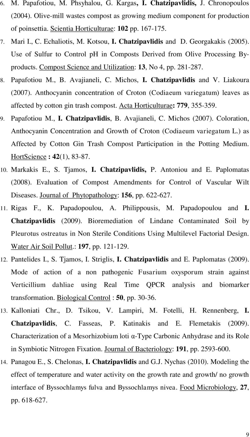 Use of Sulfur to Control ph in Composts Derived from Olive Processing Byproducts. Compost Science and Utilization: 13, No 4, pp. 281-287. 8. Papafotiou M., B. Avajianeli, C. Michos, I.