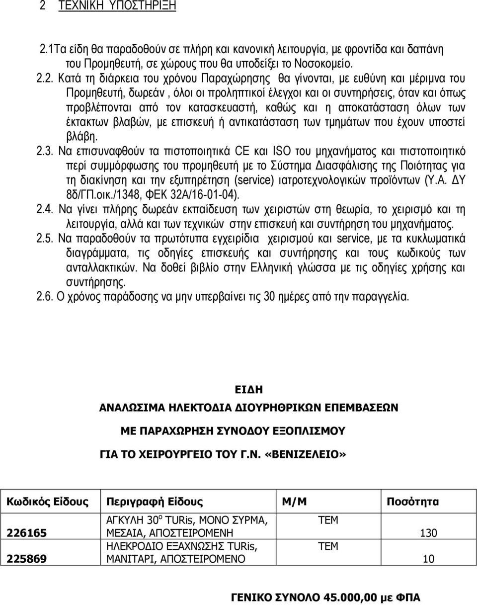 των έκτακτων βλαβών, με επισκευή ή αντικατάσταση των τμημάτων που έχουν υποστεί βλάβη. 2.3.