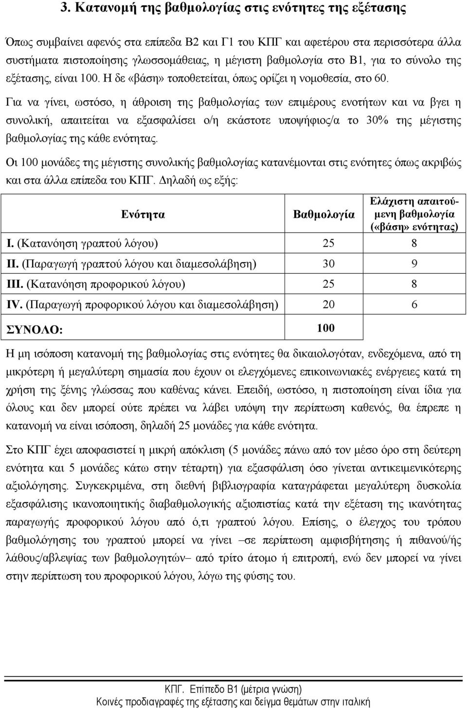 Για να γίνει, ωστόσο, η άθροιση της βαθμολογίας των επιμέρους ενοτήτων και να βγει η συνολική, απαιτείται να εξασφαλίσει ο/η εκάστοτε υποψήφιος/α το 30% της μέγιστης βαθμολογίας της κάθε ενότητας.