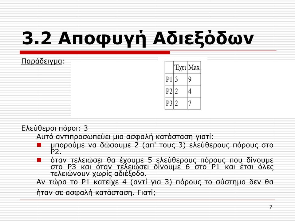 όταν τελειώσει θα έχουμε 5 ελεύθερους πόρους που δίνουμε στο P3 και όταν τελειώσει δίνουμε 6 στο P1 και