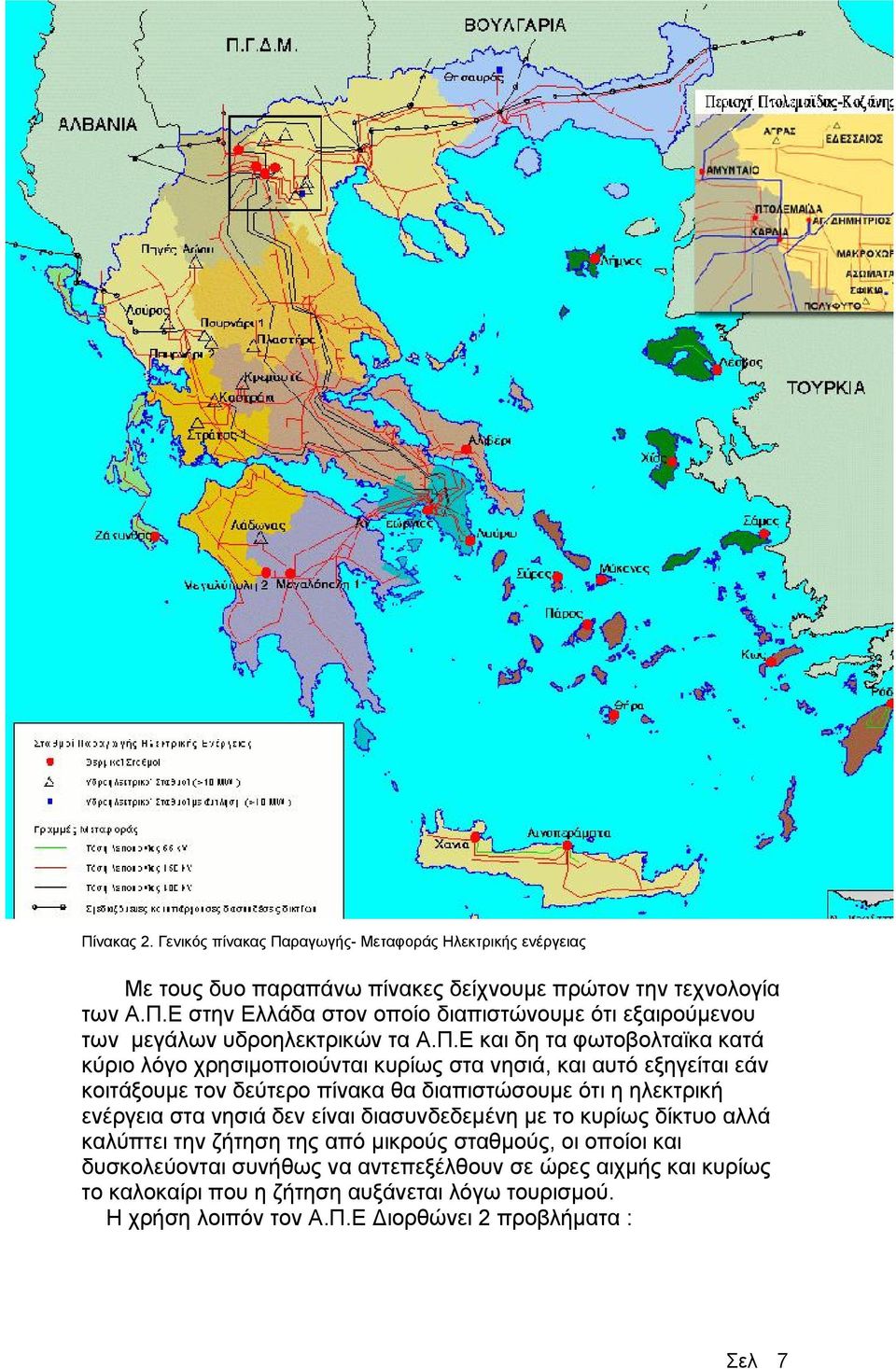 στα νησιά δεν είναι διασυνδεδεµένη µε το κυρίως δίκτυο αλλά καλύπτει την ζήτηση της από µικρούς σταθµούς, οι οποίοι και δυσκολεύονται συνήθως να αντεπεξέλθουν σε ώρες