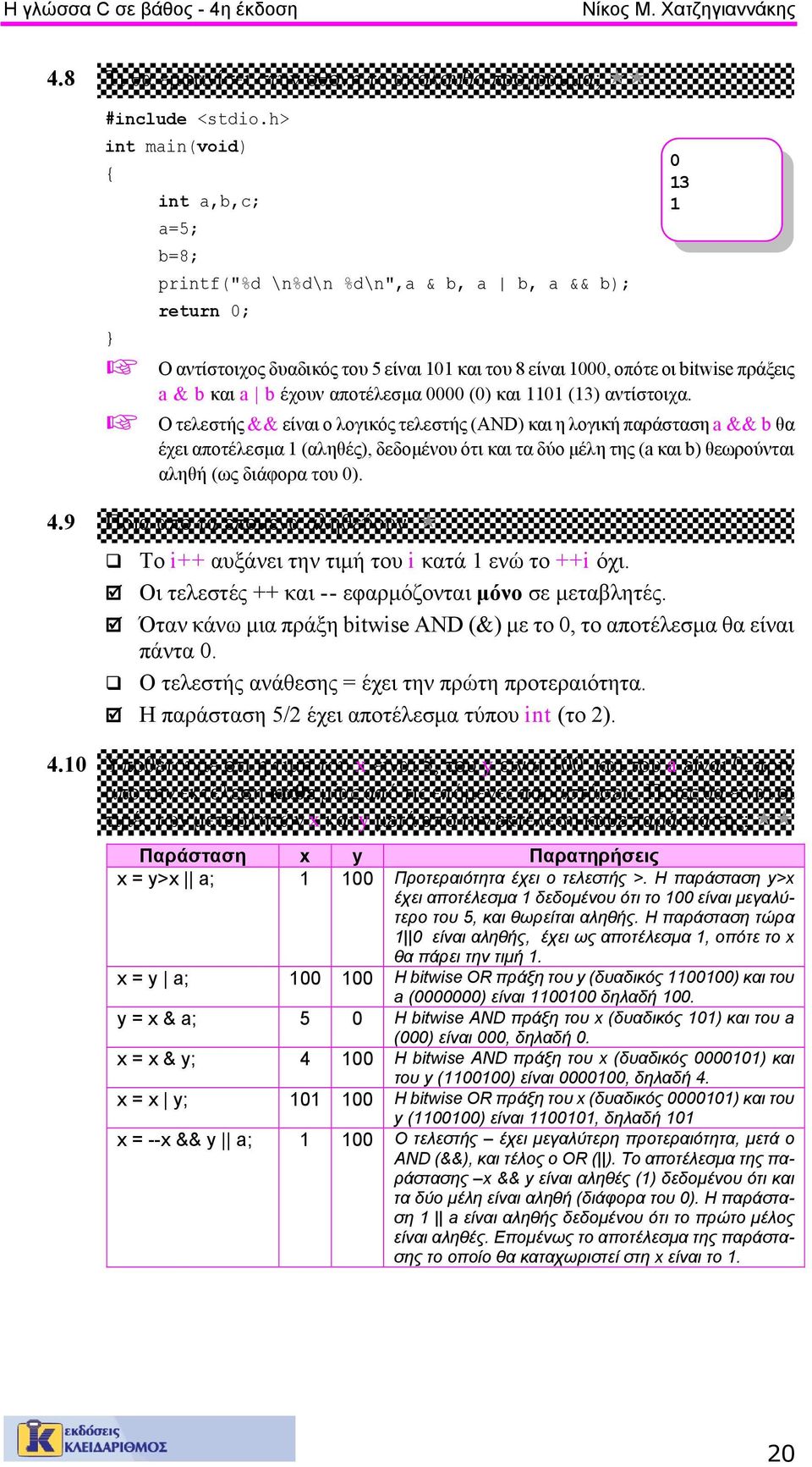 πράξεις a & b και a b έχουν αποτέλεσμα 0000 (0) και 1101 (13) αντίστοιχα.