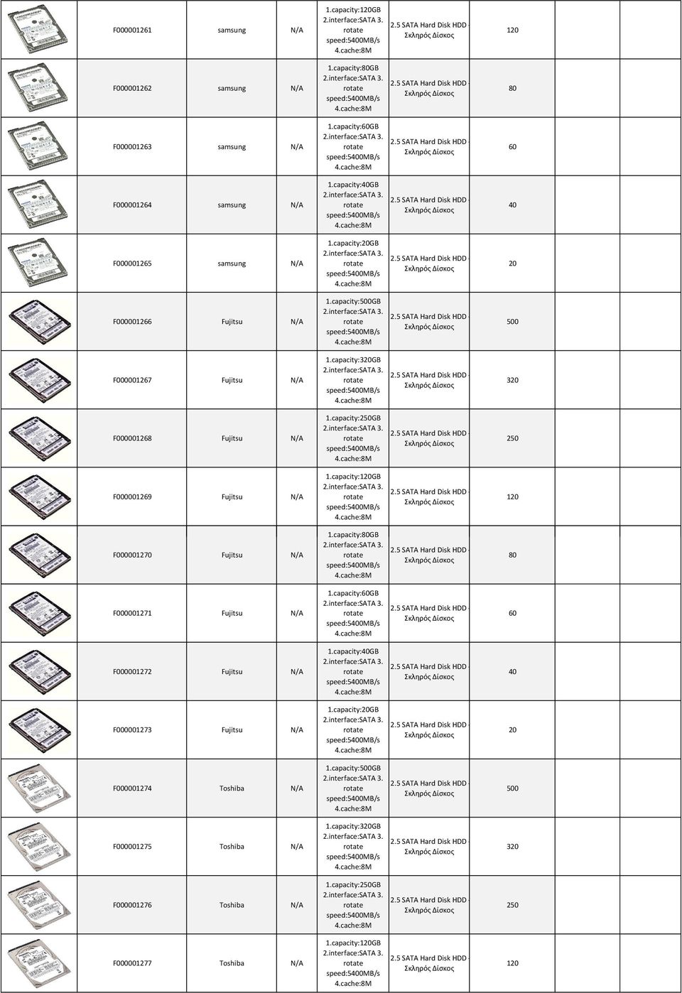 F000001271 Fujitsu F000001272 Fujitsu F000001273 Fujitsu F000001274 Toshiba F000001275 Toshiba