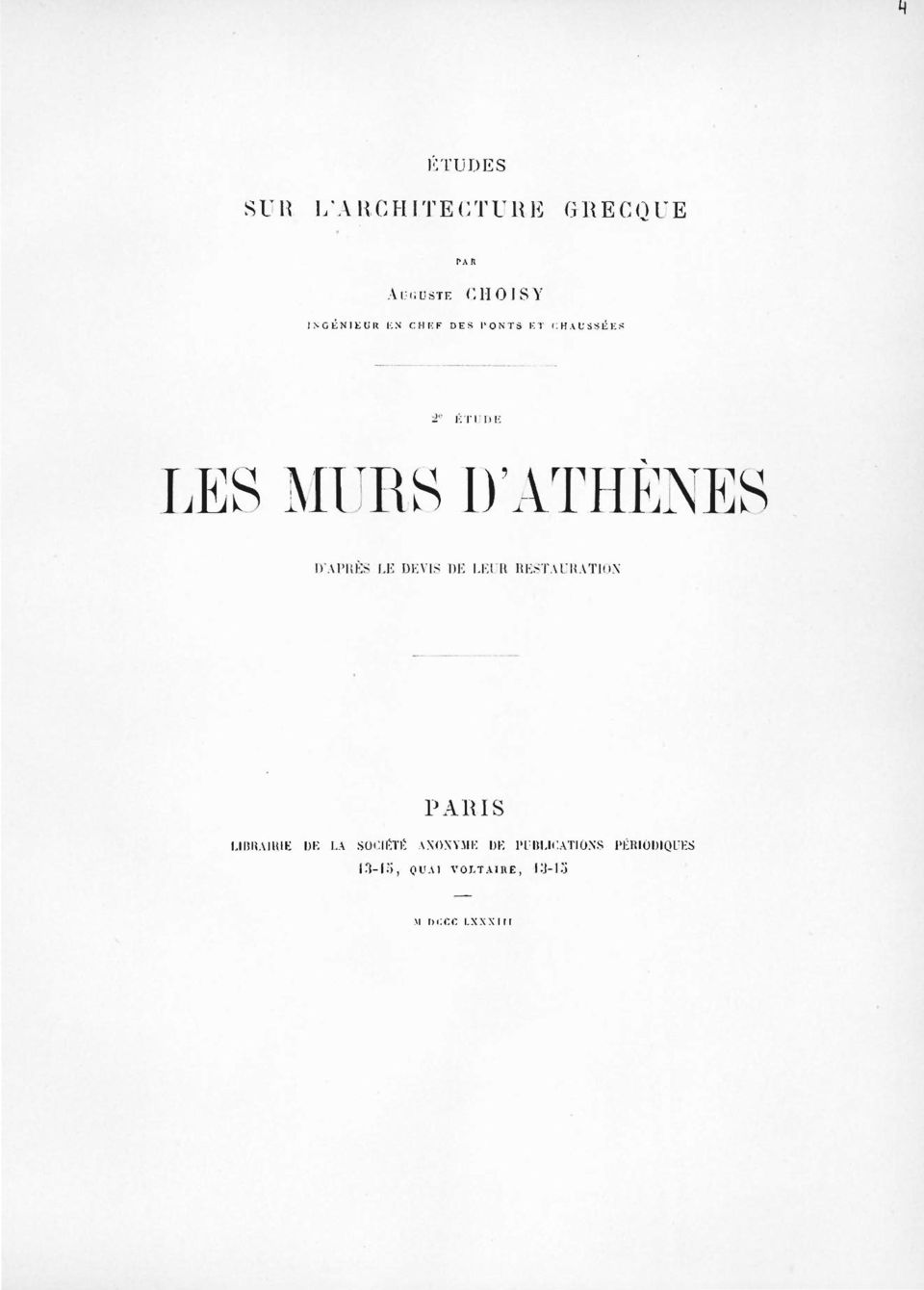 CHAUSSÉES PARIS LIBRAIRIE DE LA SOCIÉTÉ ANONYME DE