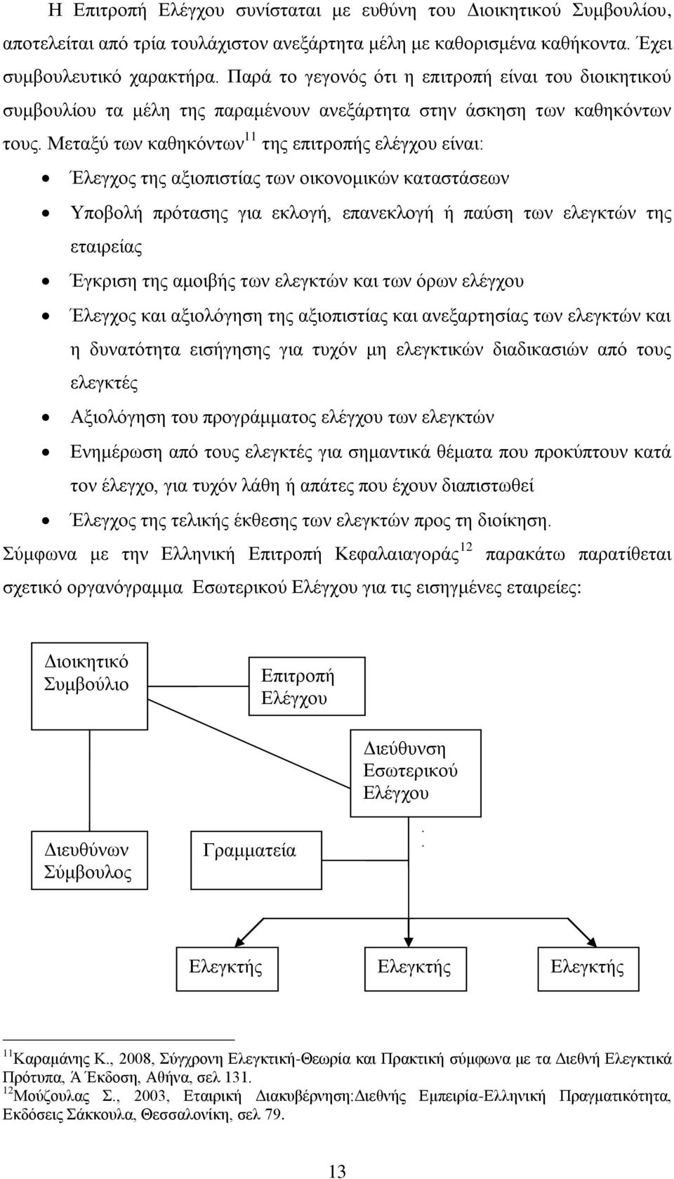 Μεταξύ των καθηκόντων 11 της επιτροπής ελέγχου είναι: Έλεγχος της αξιοπιστίας των οικονομικών καταστάσεων Υποβολή πρότασης για εκλογή, επανεκλογή ή παύση των ελεγκτών της εταιρείας Έγκριση της