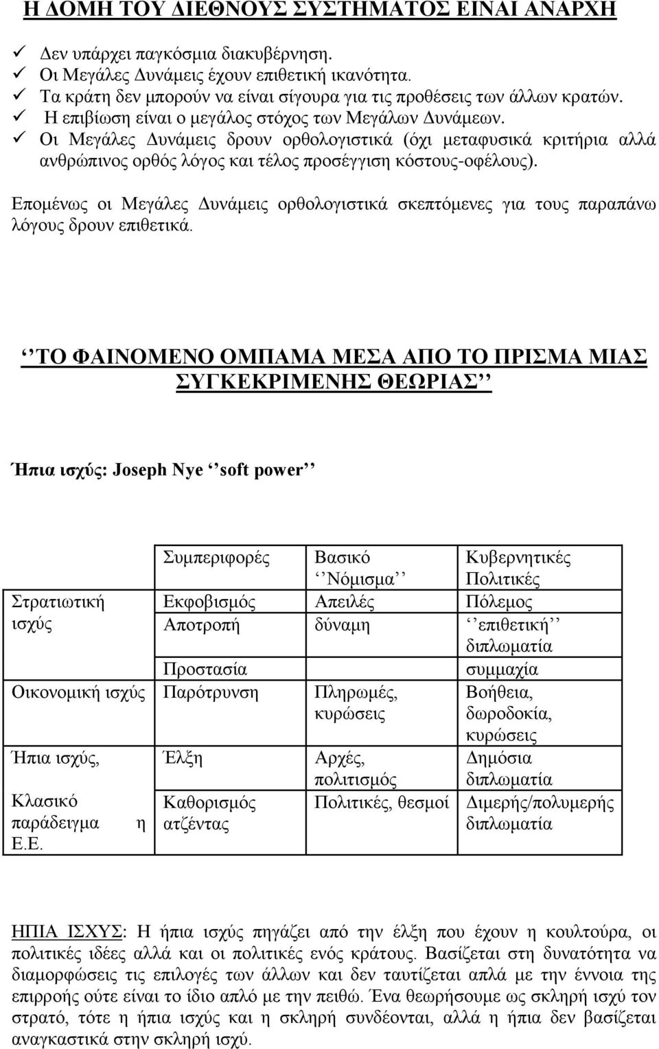 Επομένως οι Μεγάλες Δυνάμεις ορθολογιστικά σκεπτόμενες για τους παραπάνω λόγους δρουν επιθετικά.