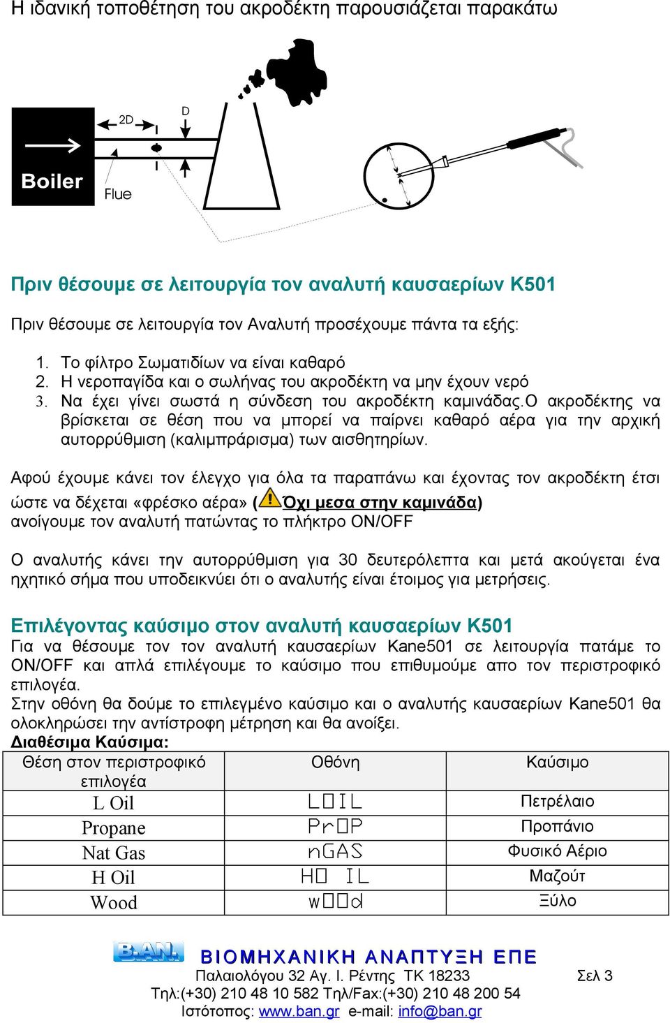 ο ακροδέκτης να βρίσκεται σε θέση που να μπορεί να παίρνει καθαρό αέρα για την αρχική αυτορρύθμιση (καλιμπράρισμα) των αισθητηρίων.