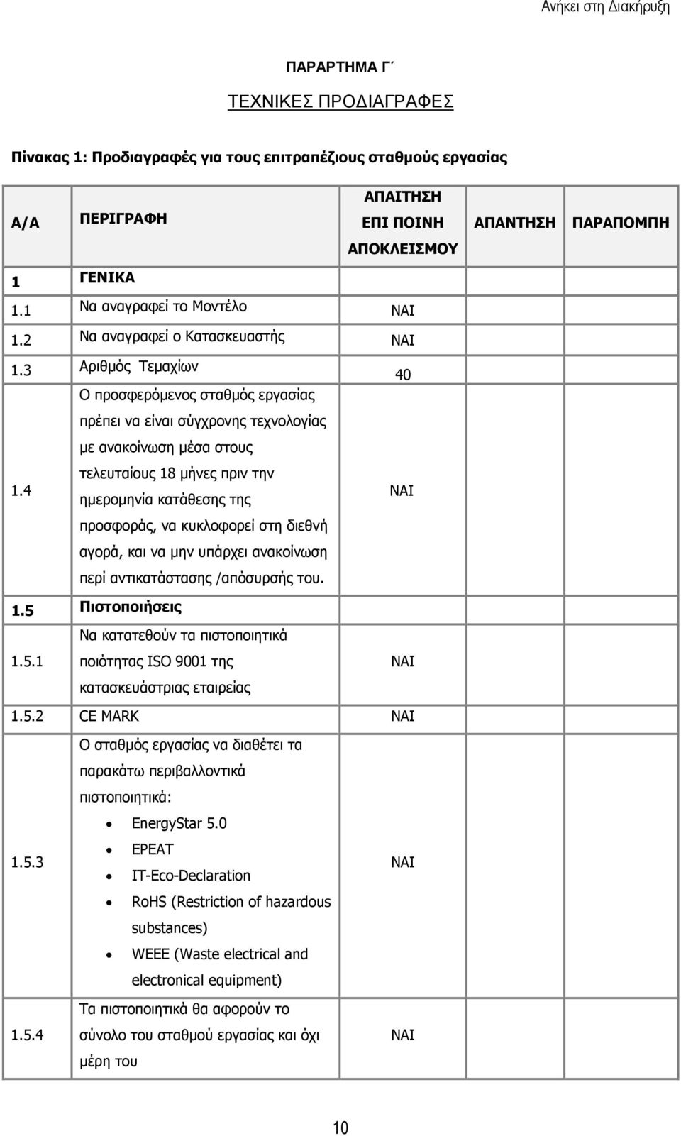 4 Ο προσφερόµενος σταθµός εργασίας πρέπει να είναι σύγχρονης τεχνολογίας µε ανακοίνωση µέσα στους τελευταίους 18 µήνες πριν την ηµεροµηνία κατάθεσης της προσφοράς, να κυκλοφορεί στη διεθνή αγορά, και