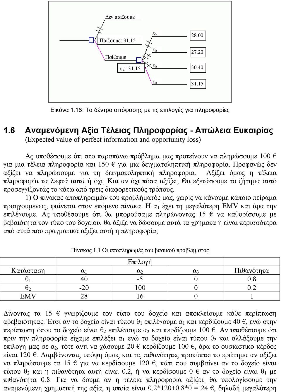 µια τέλεια πληροφορία και 150 για µια δειγµατοληπτική πληροφορία. Προφανώς δεν αξίζει να πληρώσουµε για τη δειγµατοληπτική πληροφορία.