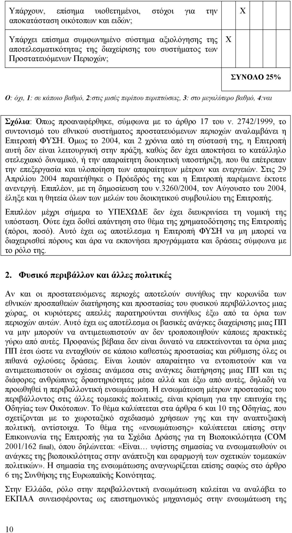 2742/1999, το συντονισµό του εθνικού συστήµατος προστατευόµενων περιοχών αναλαµβάνει η Επιτροπή ΦΥΣΗ.