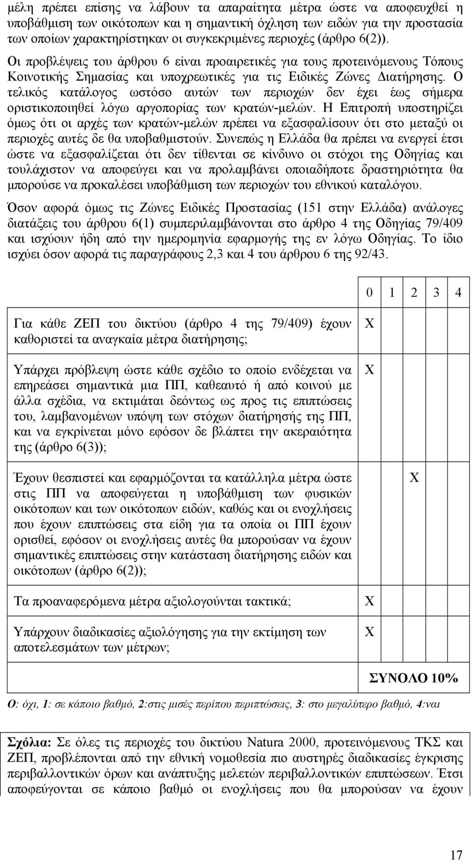 Ο τελικός κατάλογος ωστόσο αυτών των περιοχών δεν έχει έως σήµερα οριστικοποιηθεί λόγω αργοπορίας των κρατών-µελών.