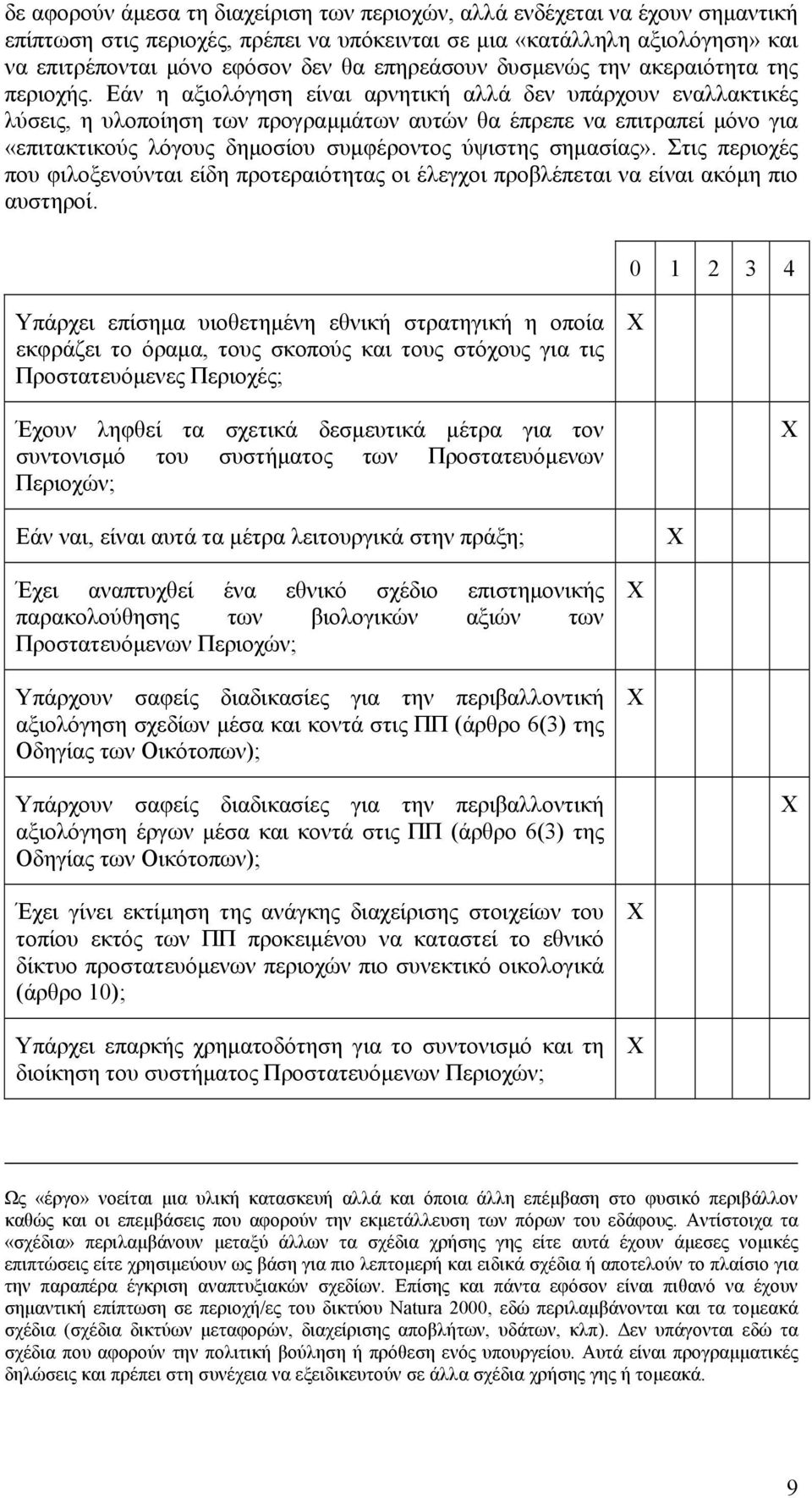 Εάν η αξιολόγηση είναι αρνητική αλλά δεν υπάρχουν εναλλακτικές λύσεις, η υλοποίηση των προγραµµάτων αυτών θα έπρεπε να επιτραπεί µόνο για «επιτακτικούς λόγους δηµοσίου συµφέροντος ύψιστης σηµασίας».