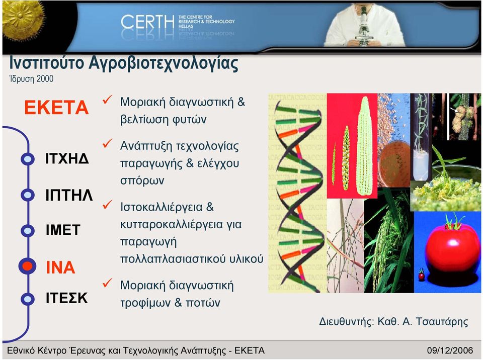 ελέγχου σπόρων Ιστοκαλλιέργεια & κυτταροκαλλιέργεια για παραγωγή