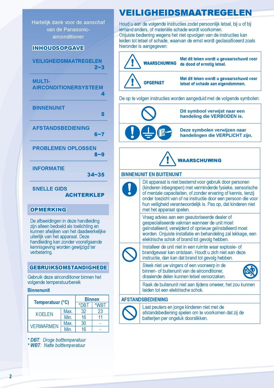 Onjuiste bediening wegens het niet opvolgen van de instructies kan leiden tot letsel of schade waarvan de ernst wordt geclassificeerd zoals hieronder is aangegeven: WAARSCHUWING OPGEPAST Met dit