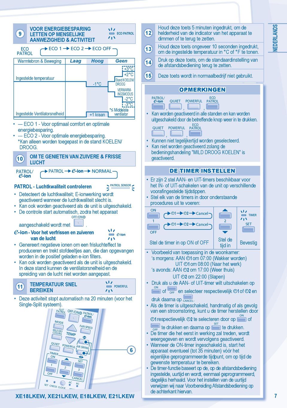 energiebesparing. --- - Voor optimale energiebesparing. *Kan alleen worden toegepast in de stand KOELEN/ DROOG.