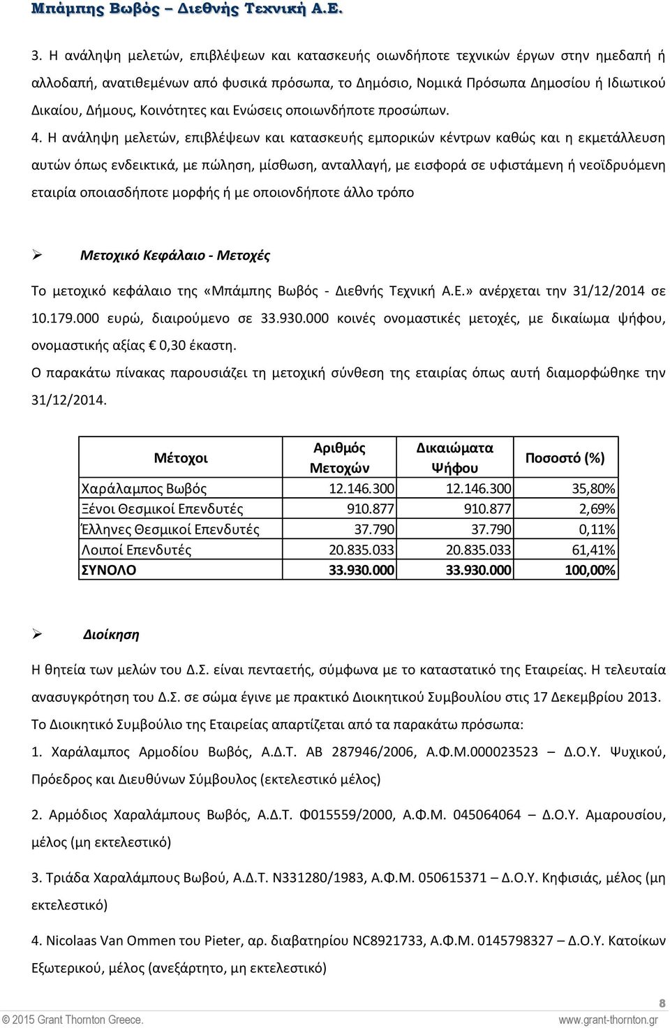 Η ανάληψη μελετών, επιβλέψεων και κατασκευής εμπορικών κέντρων καθώς και η εκμετάλλευση αυτών όπως ενδεικτικά, με πώληση, μίσθωση, ανταλλαγή, με εισφορά σε υφιστάμενη ή νεοϊδρυόμενη εταιρία