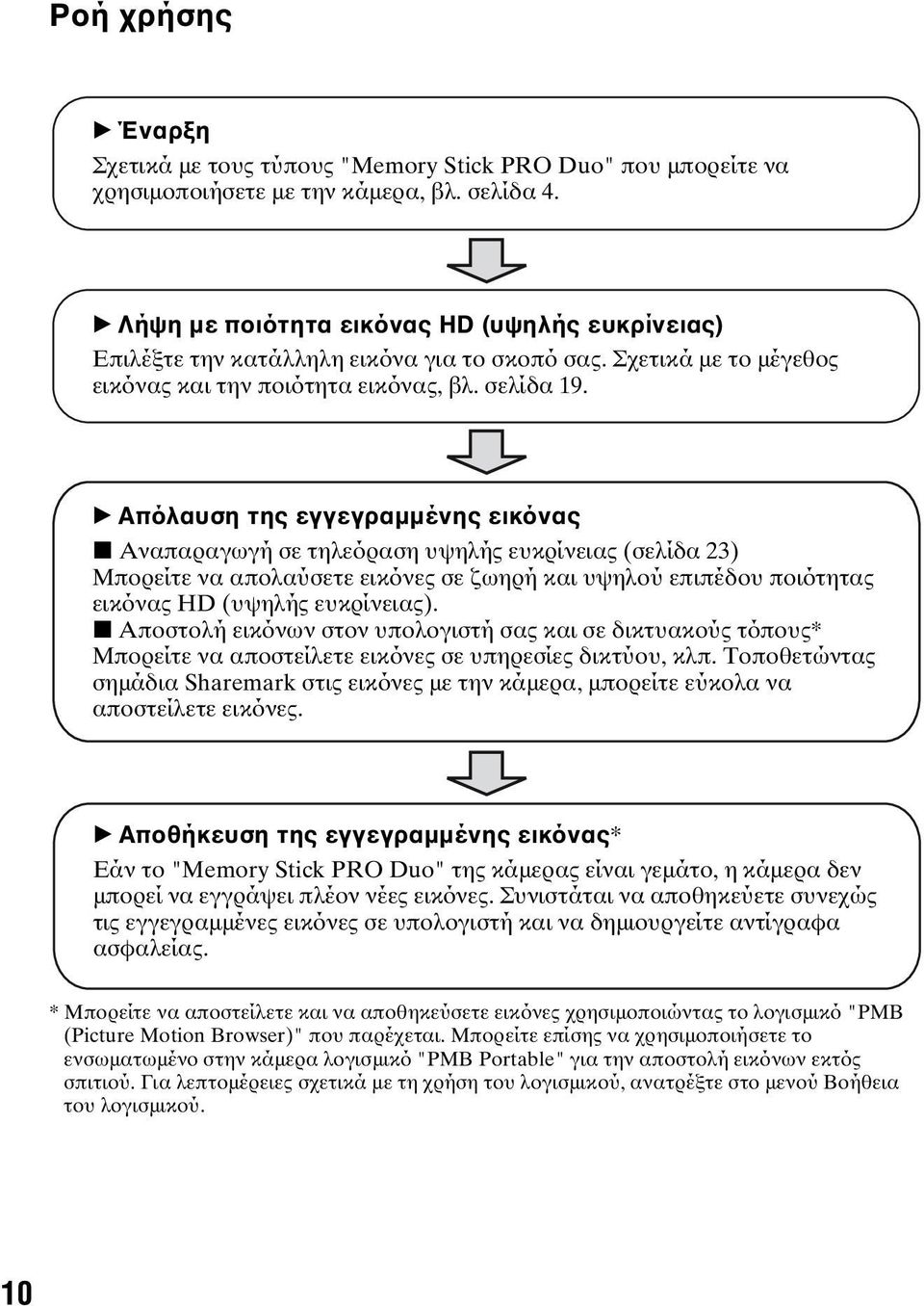 B Απόλαυση της εγγεγραμμένης εικόνας x Αναπαραγωγή σε τηλεόραση υψηλής ευκρίνειας (σελίδα 23) Μπορείτε να απολαύσετε εικόνες σε ζωηρή και υψηλού επιπέδου ποιότητας εικόνας HD (υψηλής ευκρίνειας).