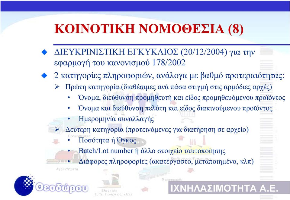 προµηθευόµενου προϊόντος Όνοµα και διεύθυνση πελάτη και είδος διακινούµενου προϊόντος Ηµεροµηνία συναλλαγής εύτερη κατηγορία