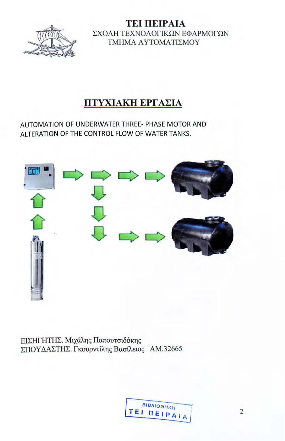 AND ALTERATION OF ΤΗΕ CONTROL FLOW OF WATER TANKS.