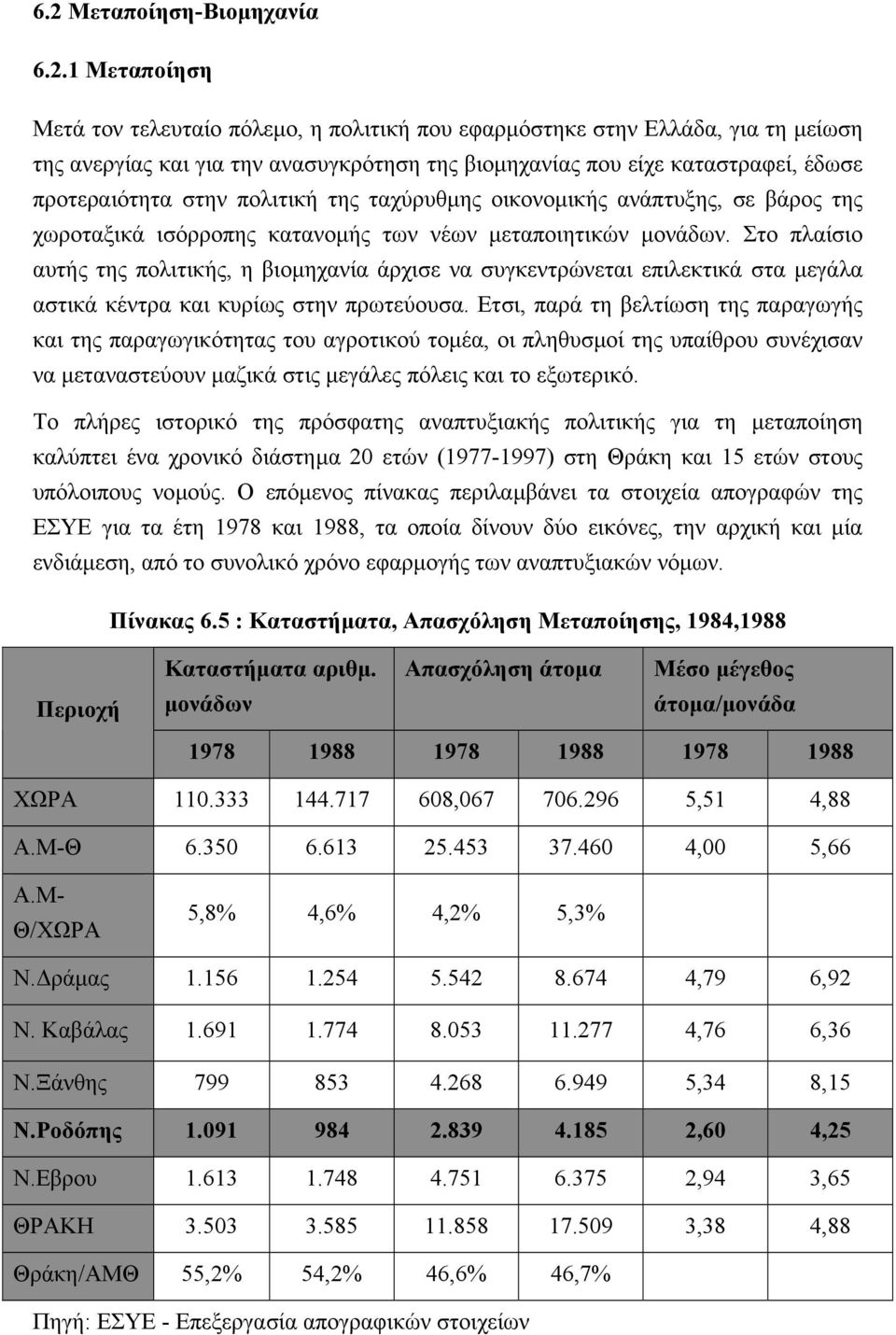 Στο πλαίσιο αυτής της πολιτικής, η βιοµηχανία άρχισε να συγκεντρώνεται επιλεκτικά στα µεγάλα αστικά κέντρα και κυρίως στην πρωτεύουσα.