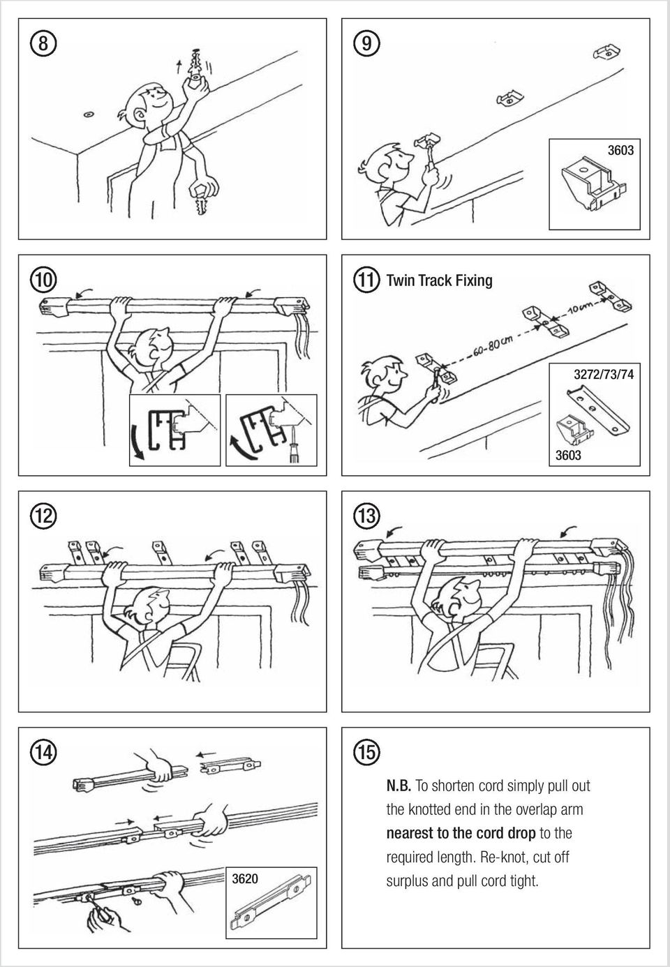 To shorten cord simply pull out the knotted end in the