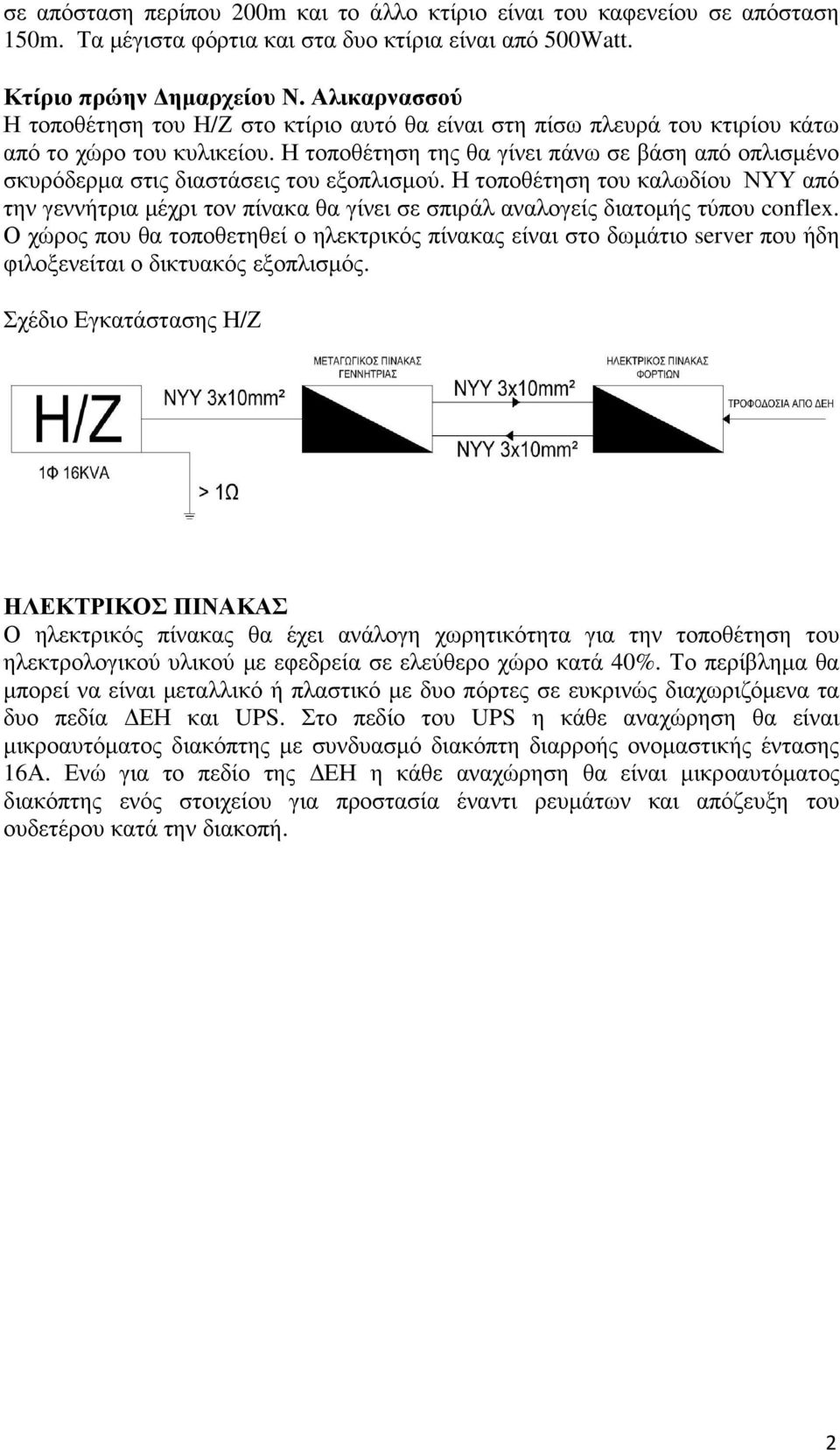 Η τοποθέτηση της θα γίνει πάνω σε βάση από οπλισμένο σκυρόδερμα στις διαστάσεις του εξοπλισμού.