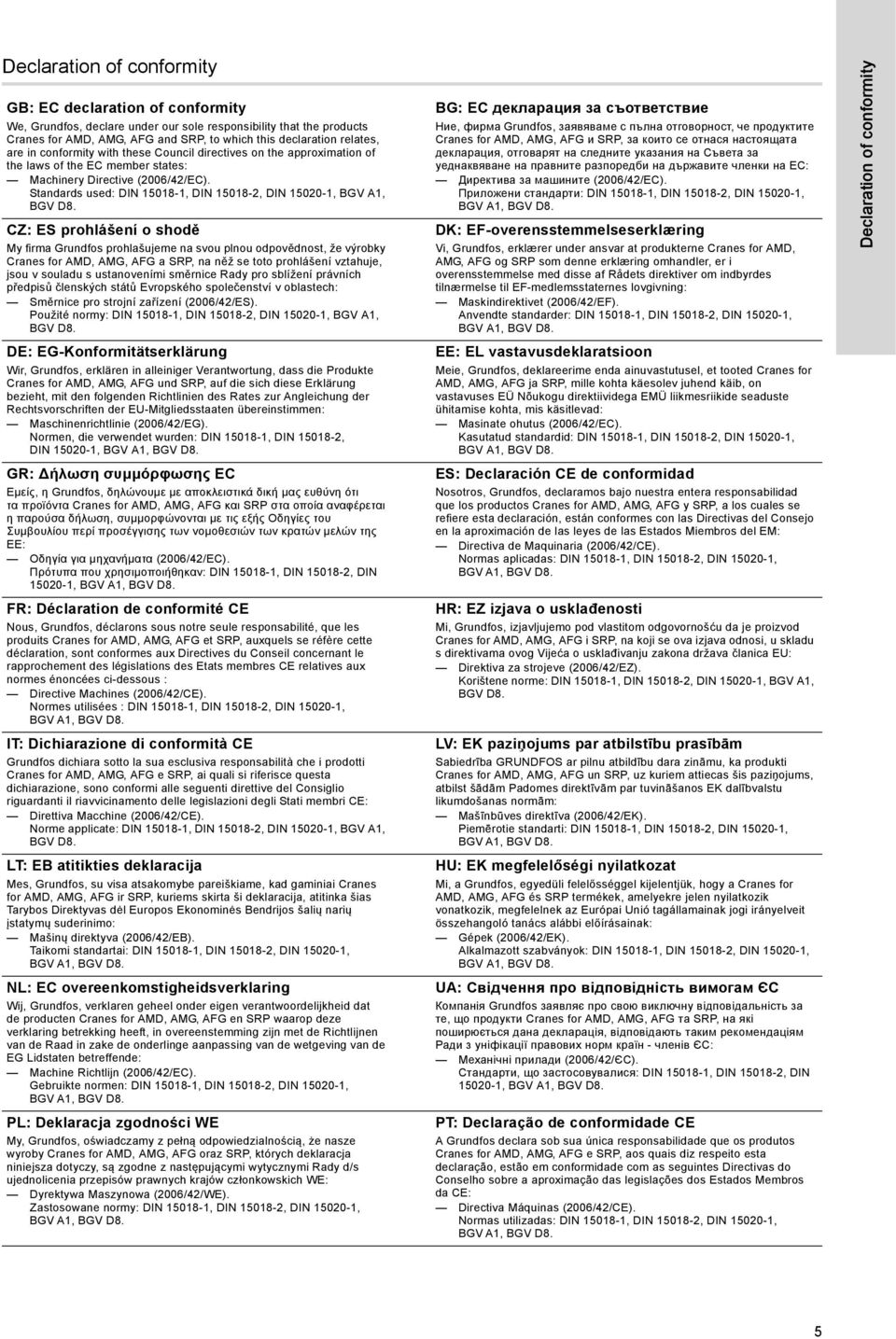 Standards used: DIN 15018-1, DIN 15018-2, DIN 15020-1, BGV A1, BGV D8.