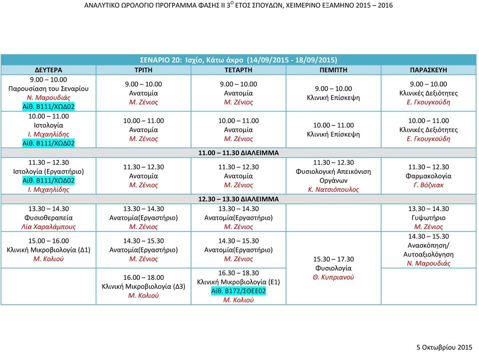 00 Κλινική Μικροβιολογία (Δ1) (Εργαςτήριο) (Εργαςτήριο) 16.00 18.