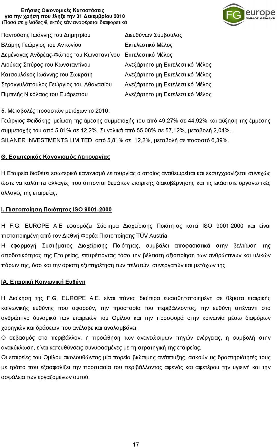 Εκτελεστικό Μέλος Ανεξάρτητο μη Εκτελεστικό Μέλος Ανεξάρτητο μη Εκτελεστικό Μέλος Ανεξάρτητο μη Εκτελεστικό Μέλος 5.