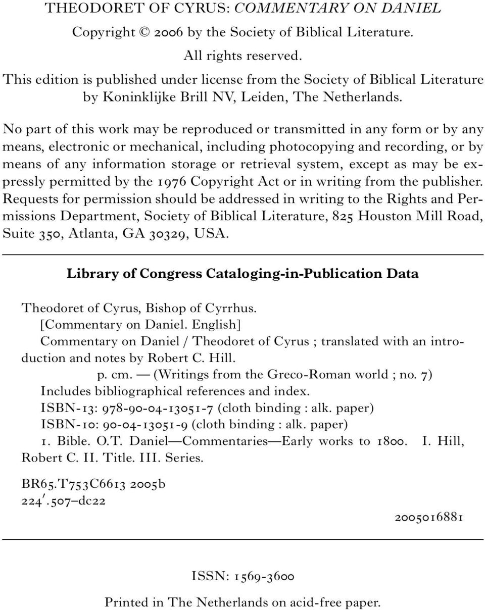 No part of this work may be reproduced or transmitted in any form or by any means, electronic or mechanical, including photocopying and recording, or by means of any information storage or retrieval