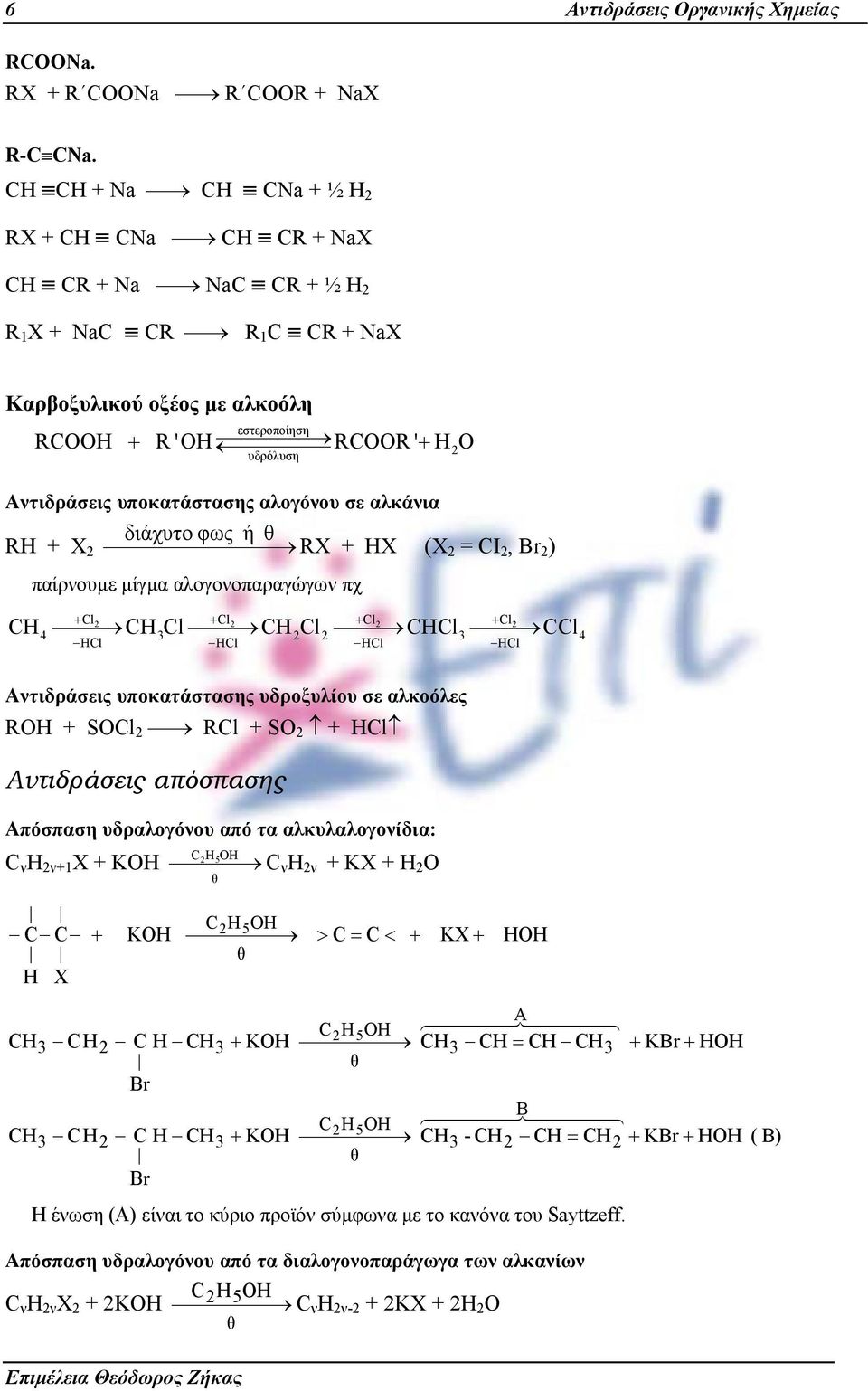 Br ) παίρνουµε µίγµα αλογονοπαραγώγων πχ 4 3 3 4 Αντιδράσεις υποκατάστασης υδροξυλίου σε αλκοόλες S S Αντιδράσεις απόσπασης Απόσπαση υδραλογόνου από τα