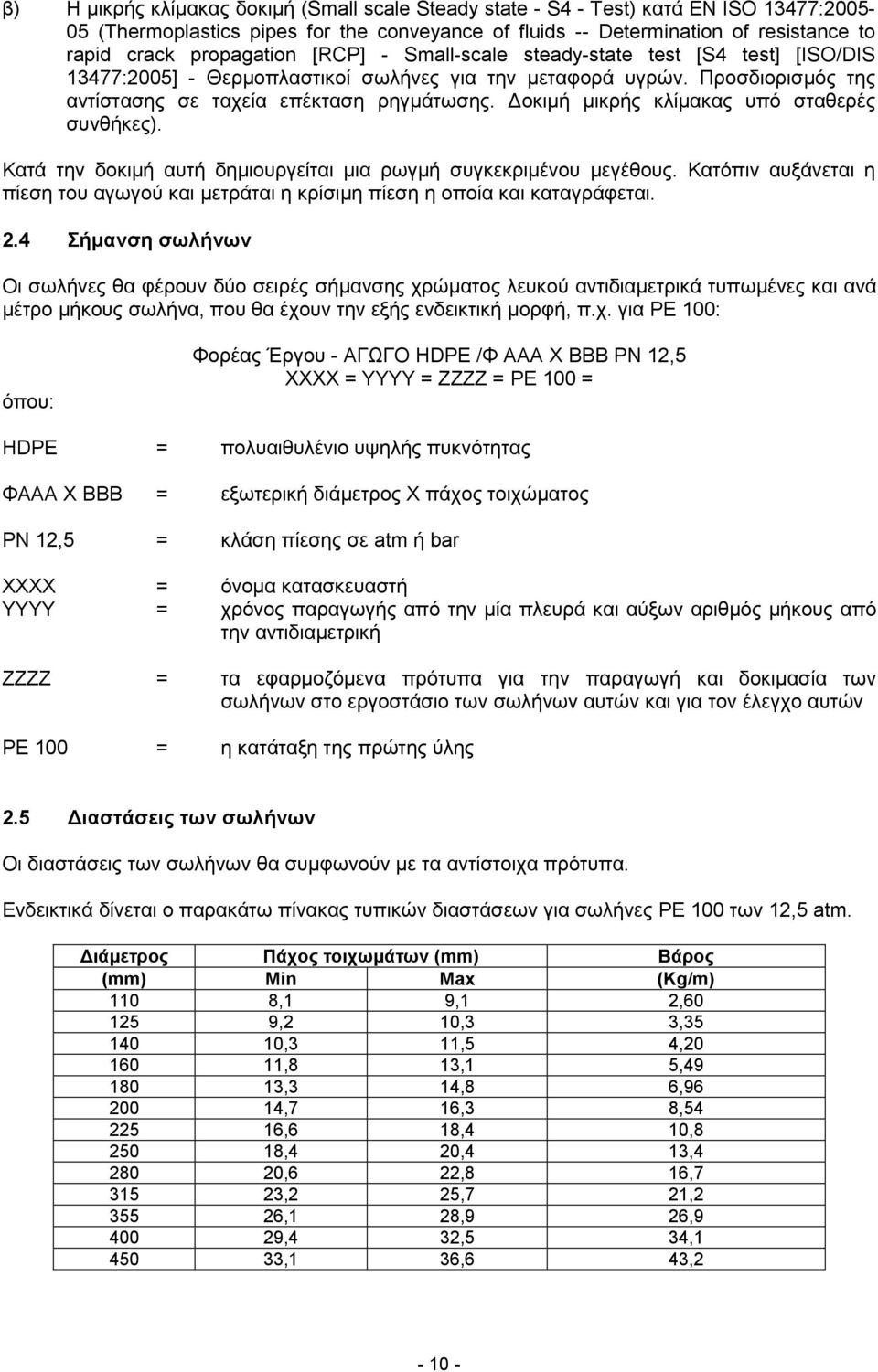 Δοκιμή μικρής κλίμακας υπό σταθερές συνθήκες). Κατά την δοκιμή αυτή δημιουργείται µια ρωγμή συγκεκριμένου μεγέθους.