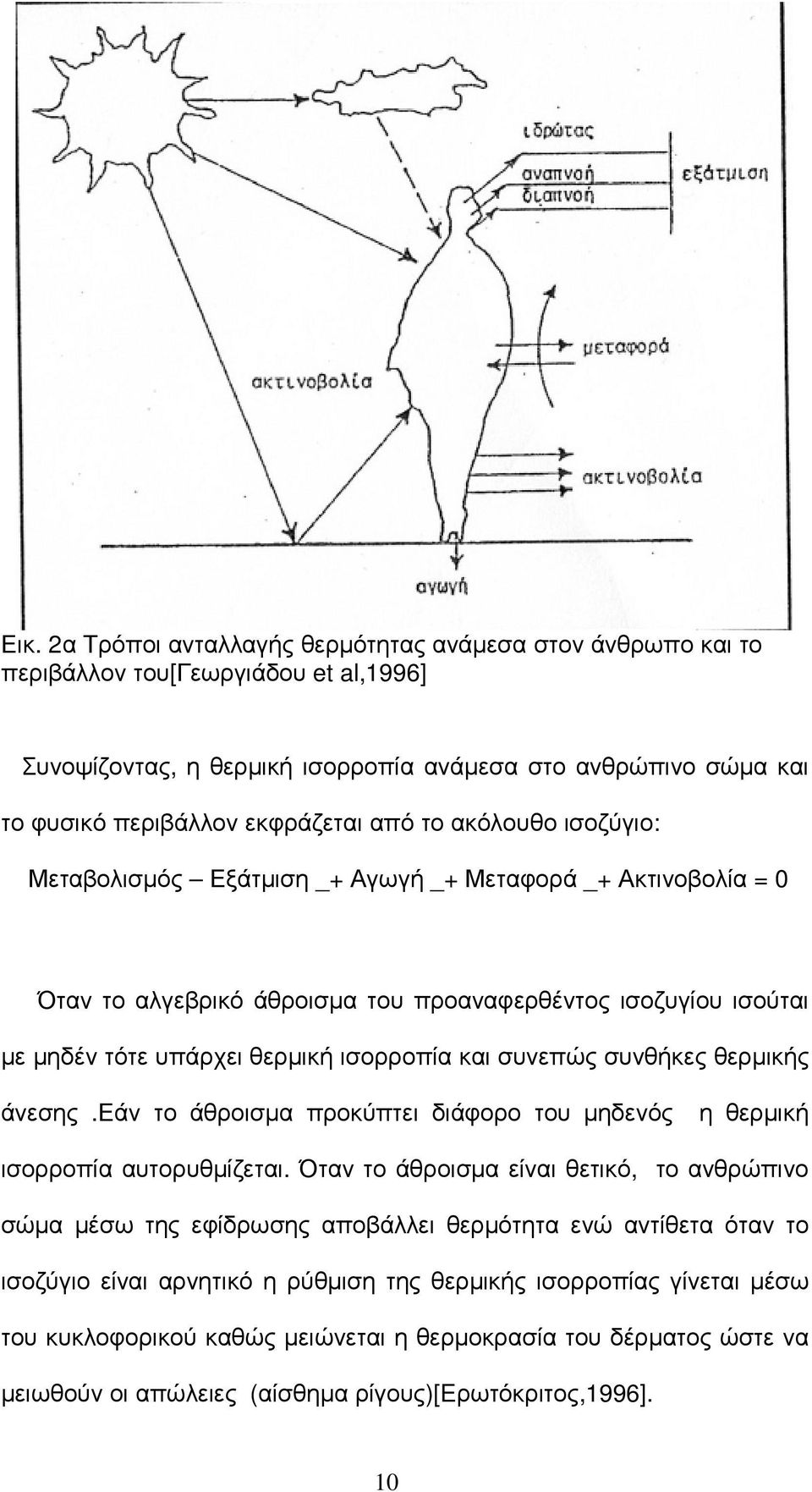 συνεπώς συνθήκες θερµικής άνεσης.εάν το άθροισµα προκύπτει διάφορο του µηδενός η θερµική ισορροπία αυτορυθµίζεται.