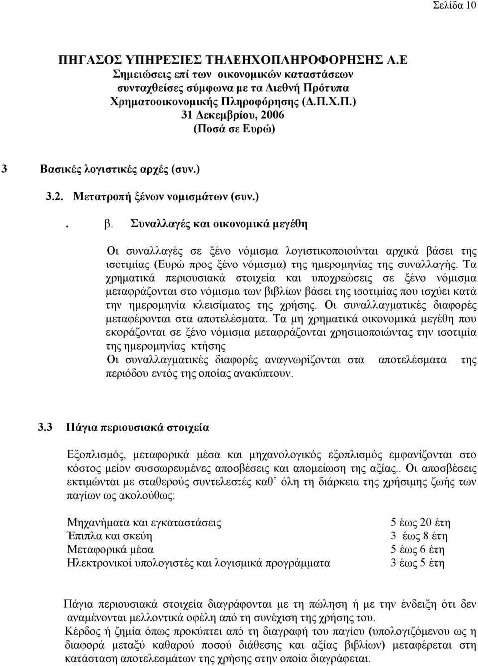 Τα χρηματικά περιουσιακά στοιχεία και υποχρεώσεις σε ξένο νόμισμα μεταφράζονται στο νόμισμα των βιβλίων βάσει της ισοτιμίας που ισχύει κατά την ημερομηνία κλεισίματος της χρήσης.