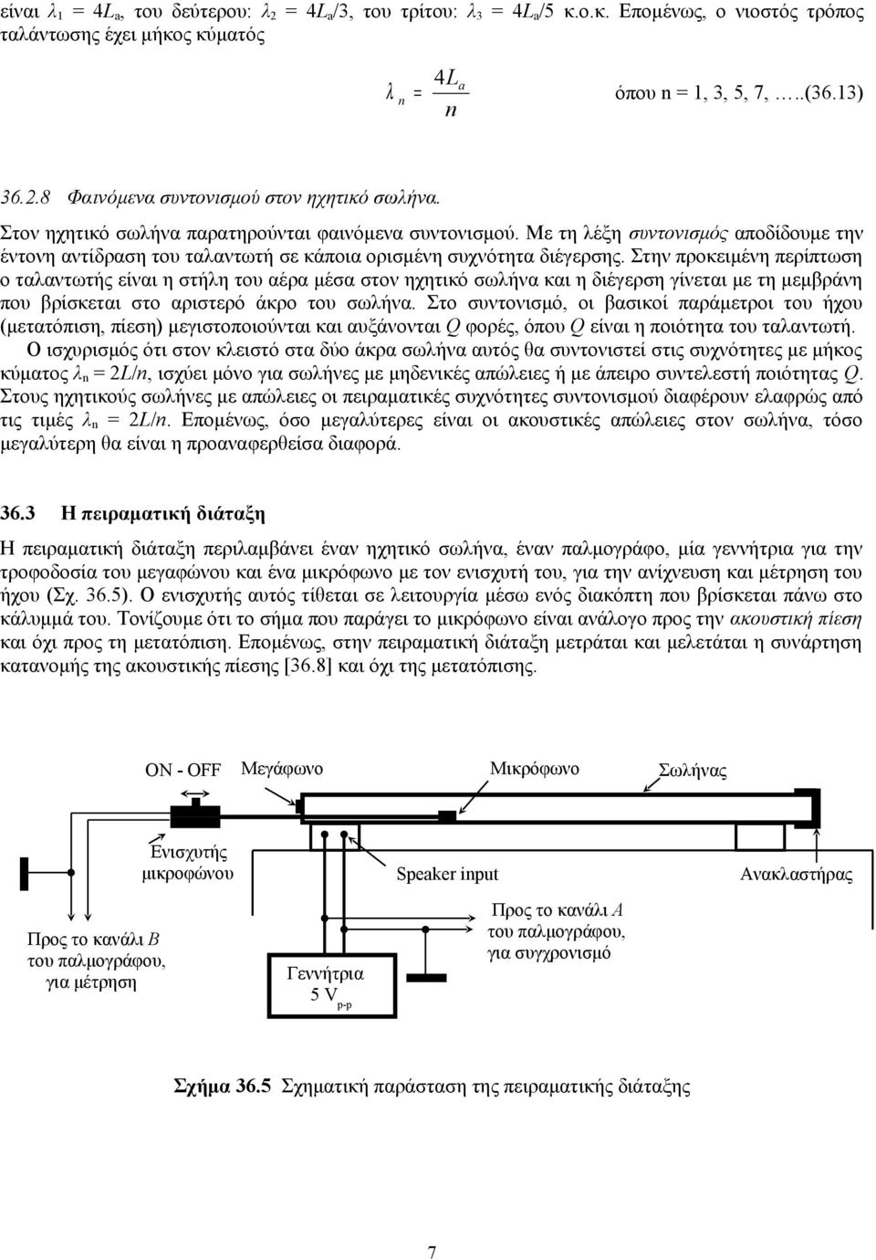 Με τη λέξη συντονισμός αποδίδουμε την έντονη αντίδραση του ταλαντωτή σε κάποια ορισμένη συχνότητα διέγερσης.