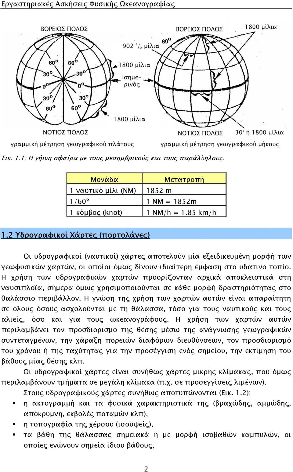 2 Υδρογραφικοί Χάρτες (πορτολάνες) Οι υδρογραφικοί (ναυτικοί) χάρτες αποτελούν μία εξειδικευμένη μορφή των γεωφυσικών χαρτών, οι οποίοι όμως δίνουν ιδιαίτερη έμφαση στο υδάτινο τοπίο.