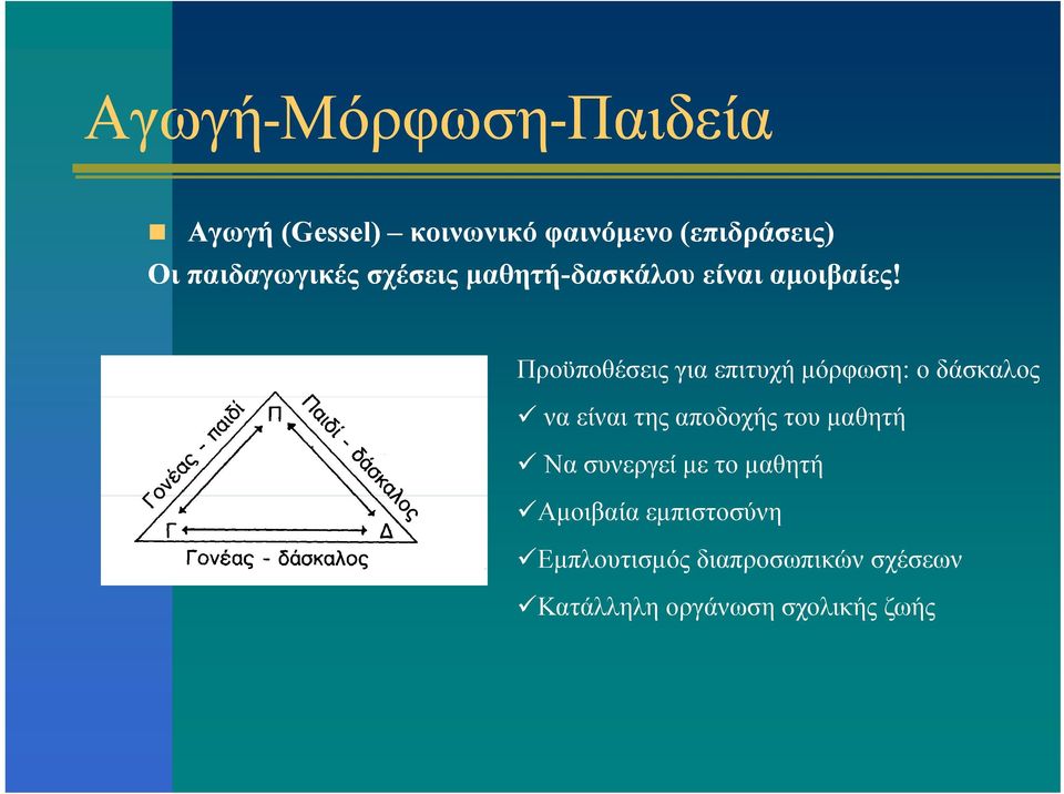 Προϋποθέσεις για επιτυχή μόρφωση: ο δάσκαλος να είναι της αποδοχής του μαθητή