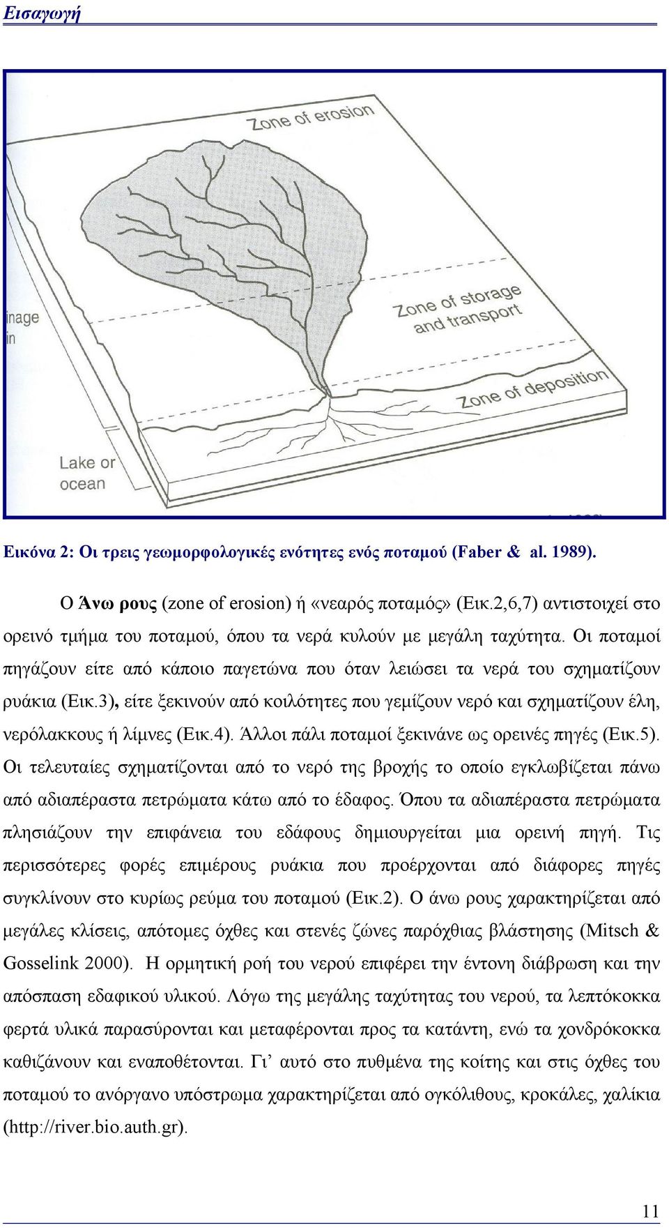 3), είτε ξεκινούν από κοιλότητες που γεµίζουν νερό και σχηµατίζουν έλη, νερόλακκους ή λίµνες (Eικ.4). Άλλοι πάλι ποταµοί ξεκινάνε ως ορεινές πηγές (Eικ.5).