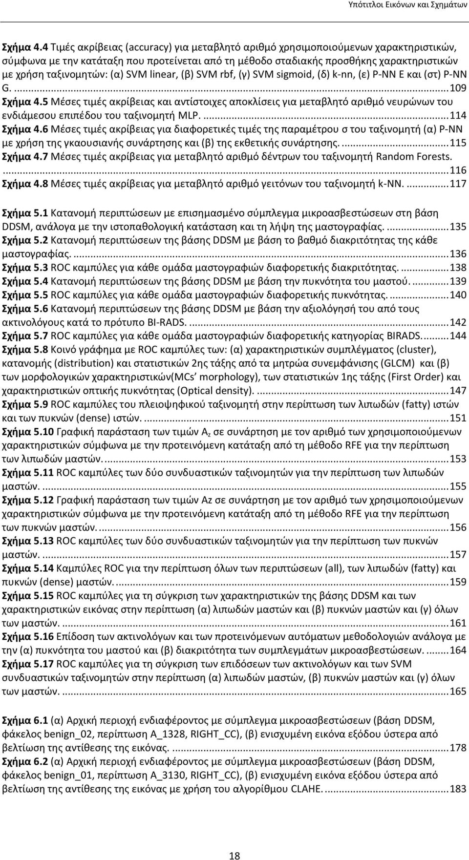 (α) SVM linear, (β) SVM rbf, (γ) SVM sigmoid, (δ) k-nn, (ε) P-NN E και (στ) P-NN G.... 109 Σχήμα 4.