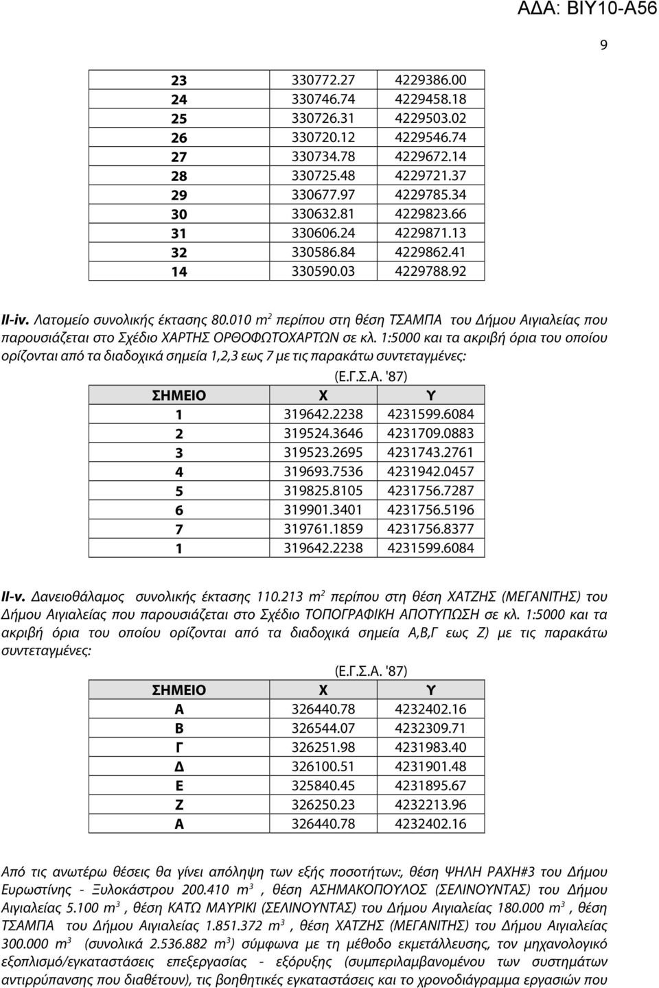 010 m 2 περίπου στη θέση ΤΣΑΜΠΑ του Δήμου Αιγιαλείας που παρουσιάζεται στο Σχέδιο ΧΑΡΤΗΣ ΟΡΘΟΦΩΤΟΧΑΡΤΩΝ σε κλ.