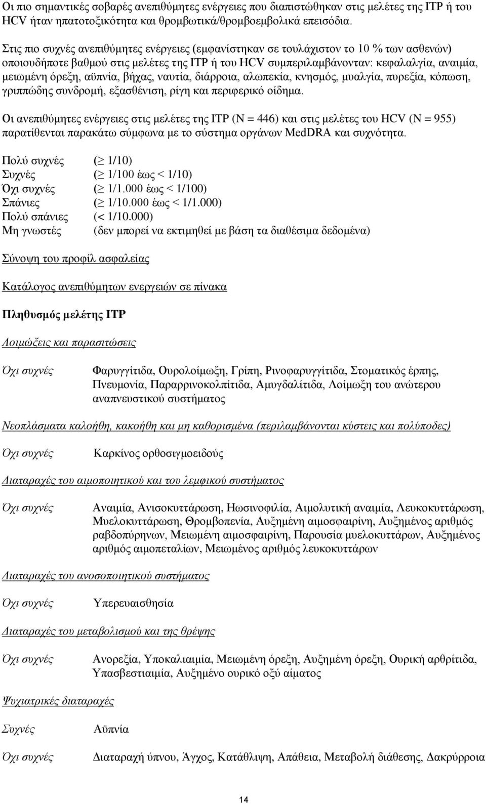 αϋπνία, βήχας, ναυτία, διάρροια, αλωπεκία, κνησμός, μυαλγία, πυρεξία, κόπωση, γριππώδης συνδρομή, εξασθένιση, ρίγη και περιφερικό οίδημα.