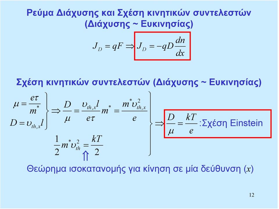 eτ * μ = * D υth, xl * mυth, x m m = = μ eτ e D D = υth, xl = :Σχέση