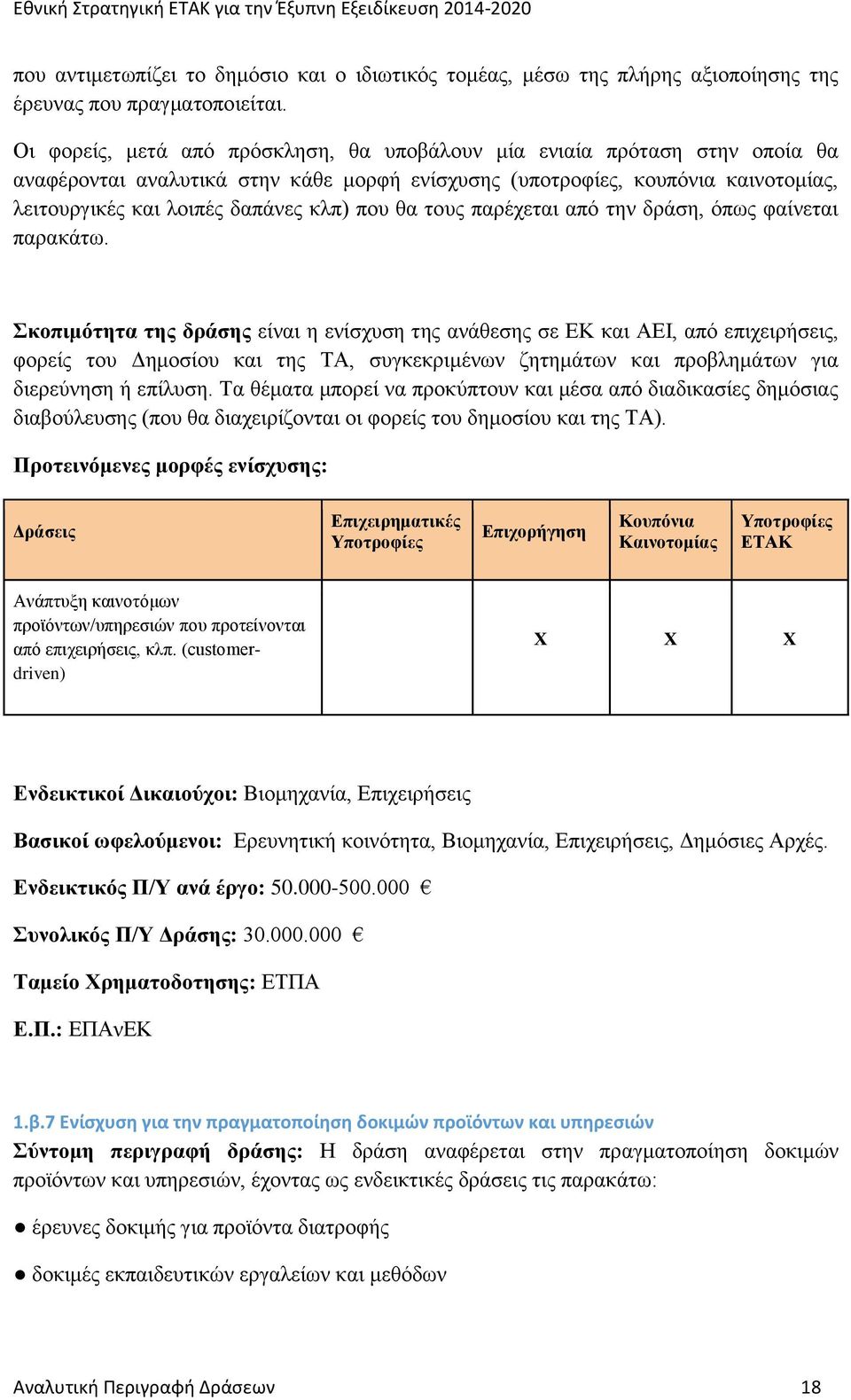 που θα τους παρέχεται από την δράση, όπως φαίνεται παρακάτω.