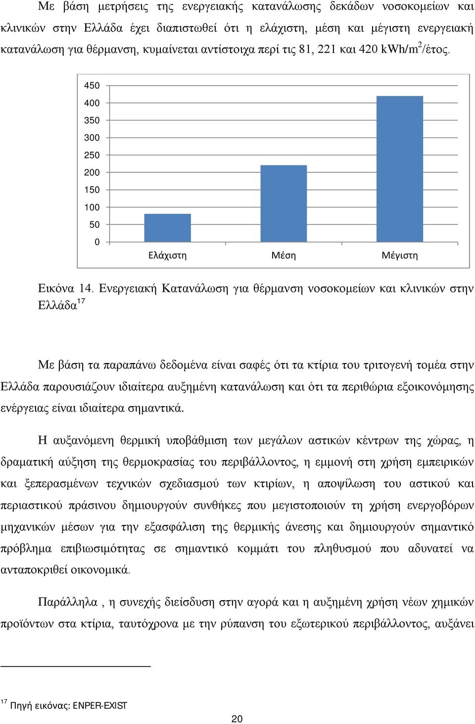 Ενεργειακή Κατανάλωση για θέρμανση νοσοκομείων και κλινικών στην Ελλάδα 17 Με βάση τα παραπάνω δεδομένα είναι σαφές ότι τα κτίρια του τριτογενή τομέα στην Ελλάδα παρουσιάζουν ιδιαίτερα αυξημένη