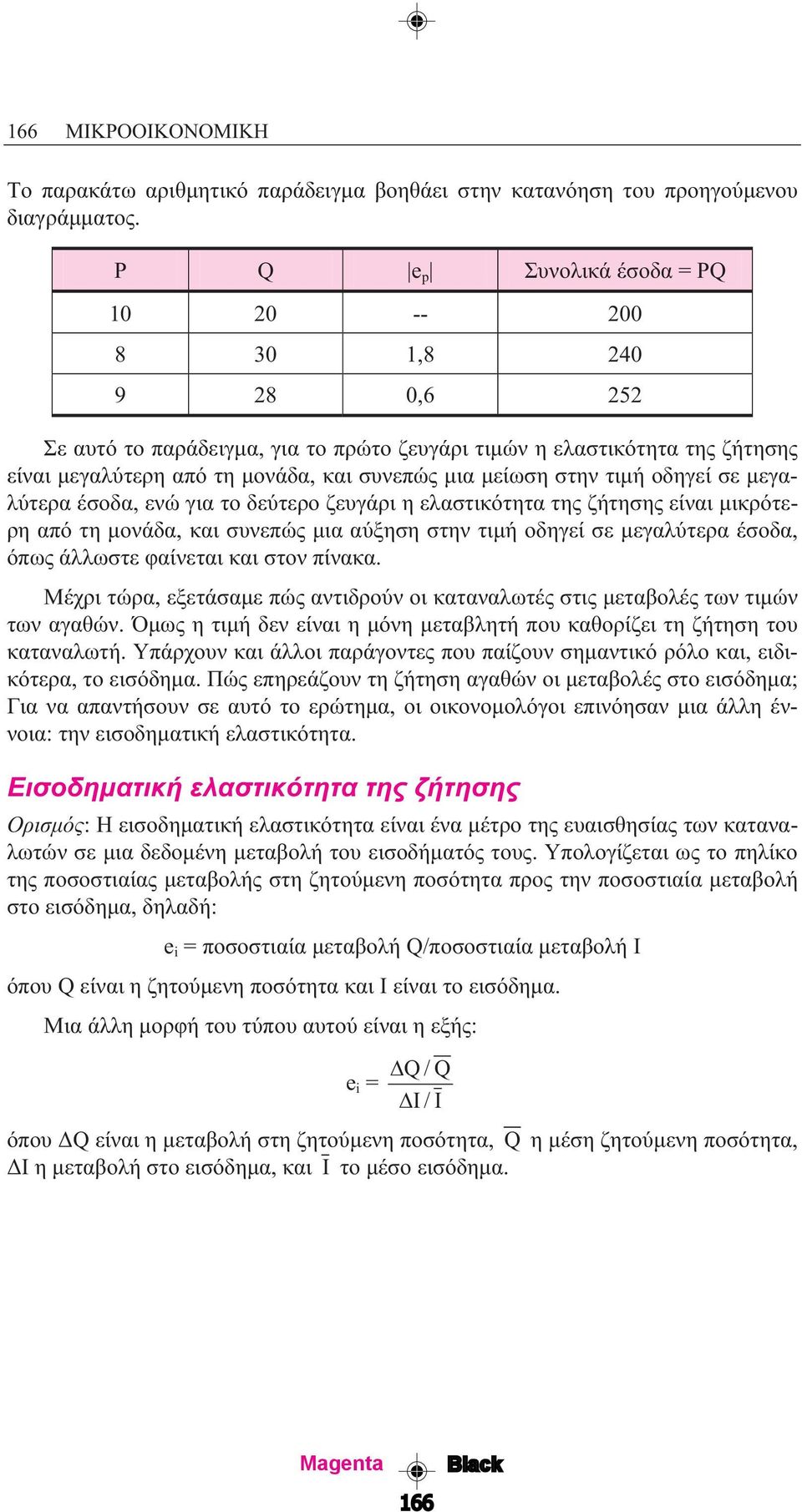 στην τιµή οδηγεί σε µεγαλύτερα έσοδα, ενώ για το δεύτερο ζευγάρι η ελαστικότητα της ζήτησης είναι µικρότερη από τη µονάδα, και συνεπώς µια αύξηση στην τιµή οδηγεί σε µεγαλύτερα έσοδα, όπως άλλωστε