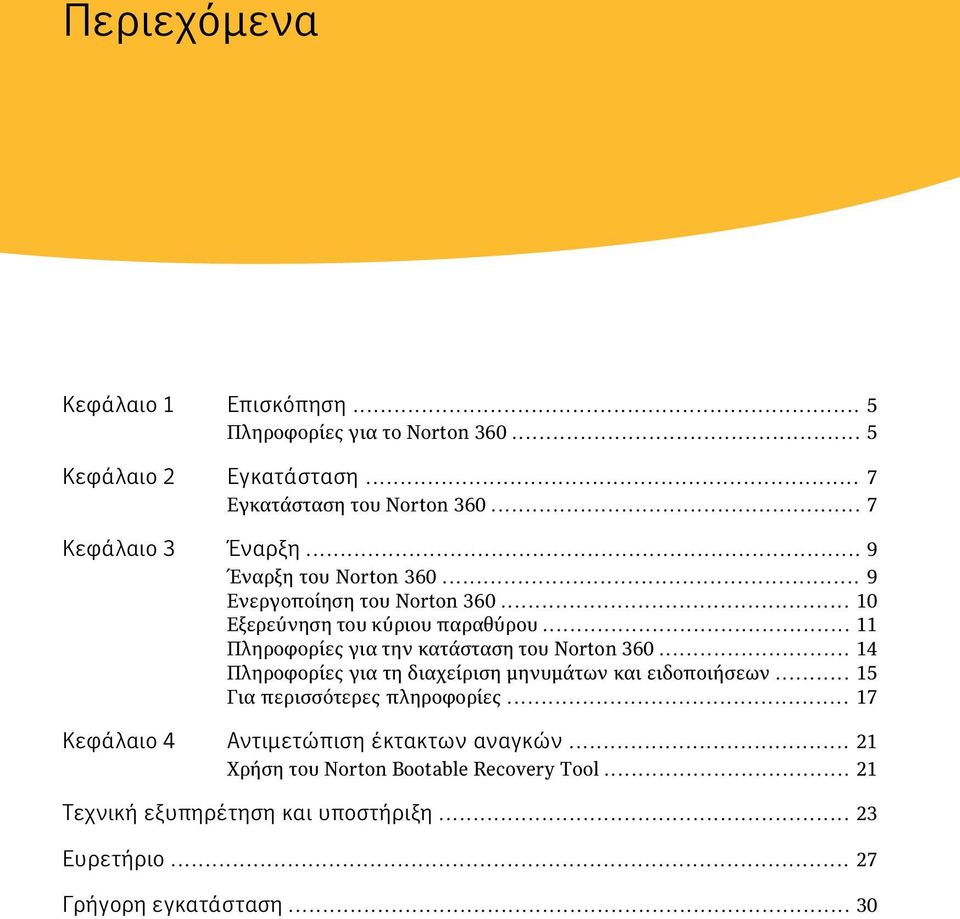 .. 11 Πληροφορίες για την κατάσταση του Norton 360... 14 Πληροφορίες για τη διαχείριση μηνυμάτων και ειδοποιήσεων.