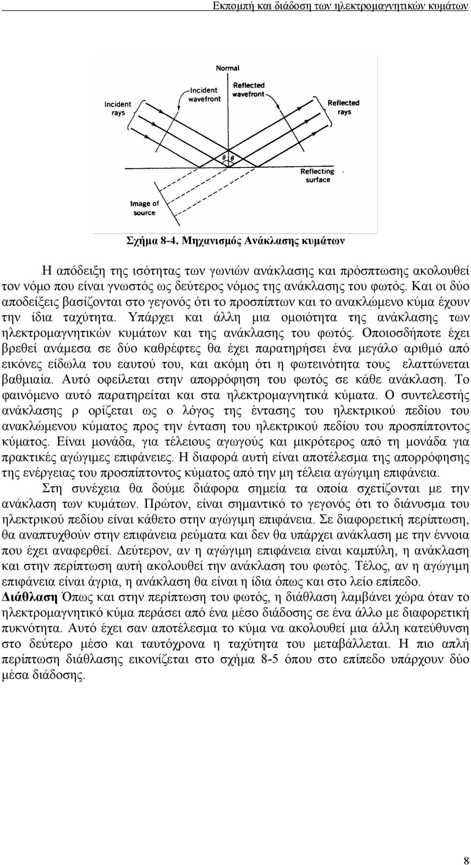 Υπάρχει και άλλη µια οµοιότητα της ανάκλασης των ηλεκτροµαγνητικών κυµάτων και της ανάκλασης του φωτός.