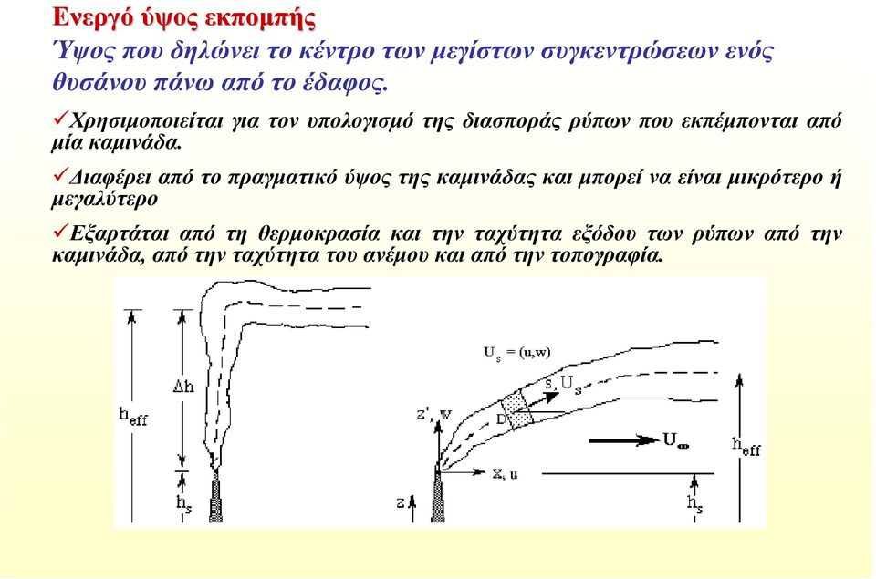 ιαφέρει από το πραγµατικό ύψος της καµινάδας και µπορεί να είναι µικρότερο ή µεγαλύτερο Εξαρτάται από τη